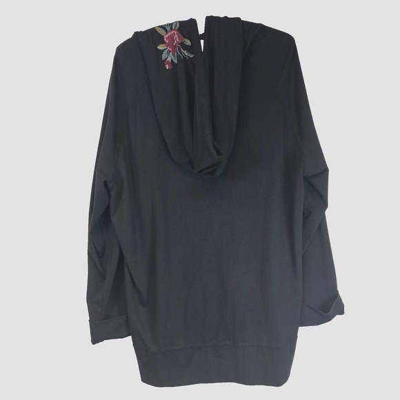 Johnny Was Black Hoodie with Pink Floral Design - Picture 10 of 13